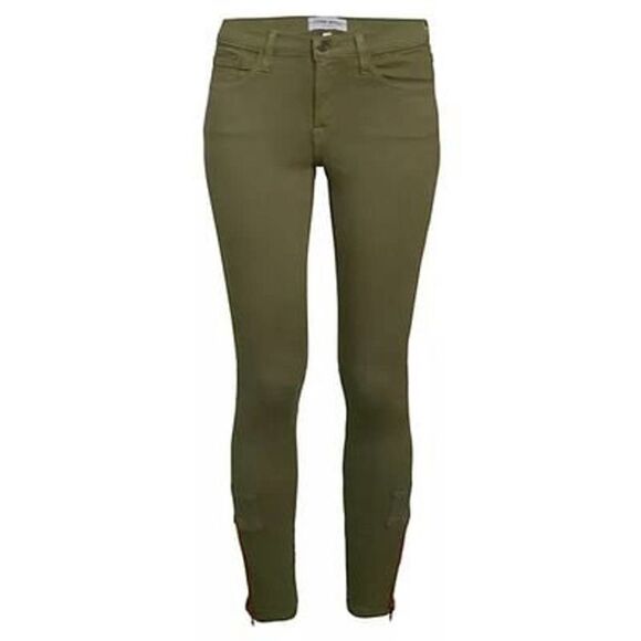 Etienne Marcel Zip-Cuff  Army Green Skinny Jeans - Picture 1 of 3